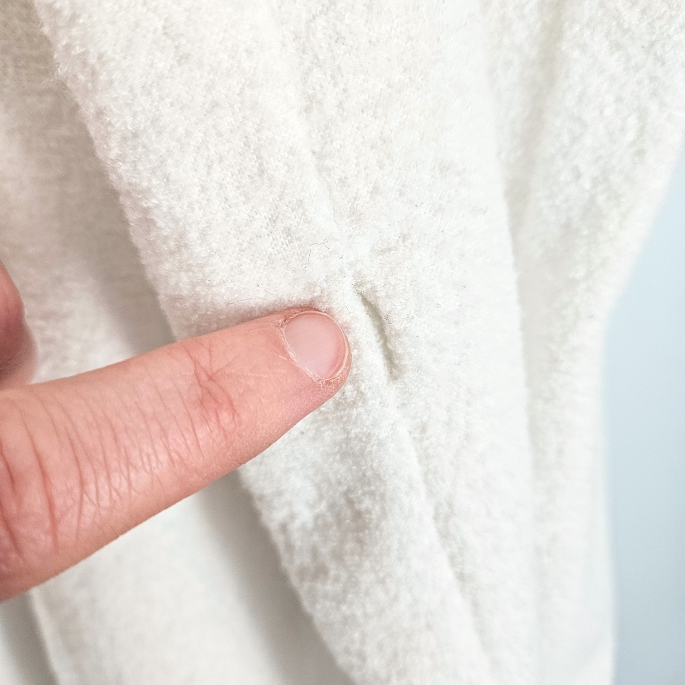 JLO Cream White Terry Hooded Robe Top & Pants w/ Satin Sports Stripe Size Large - Picture 10 of 14